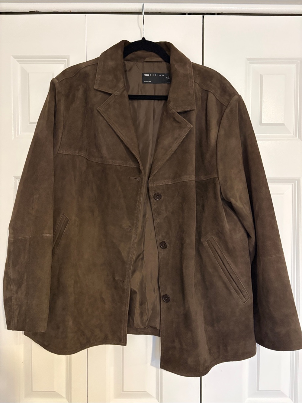 ASOS Women's Genuine Suede Button-Front Jacket in Brown - Size 12